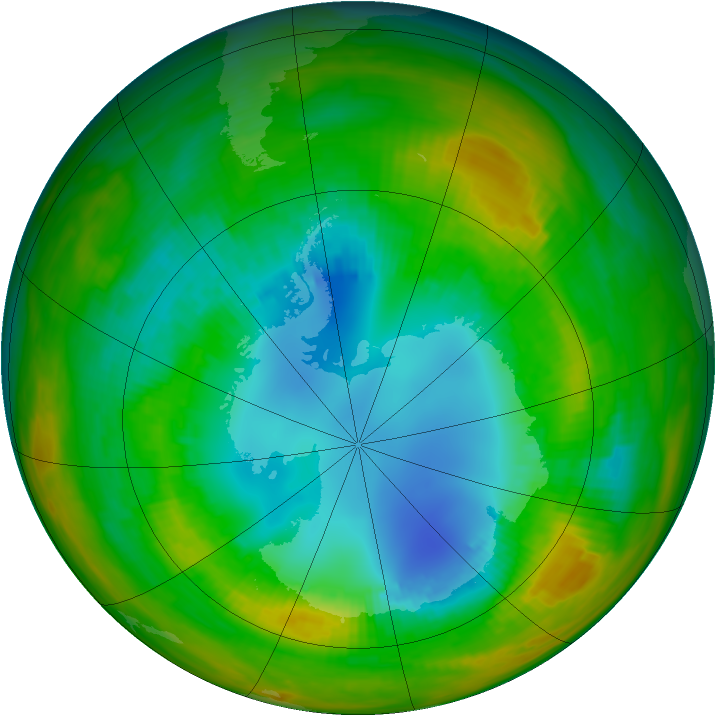 Antarctic ozone map for 17 August 1983